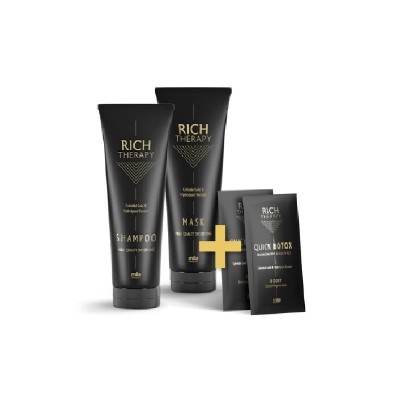 Zdjęcie produktu Zestaw Mila PRO Rich Therapy, Regeneracja włosów z keratyną i kwasem hialuronowym, szampon + maska + botox Mila 2x12ml