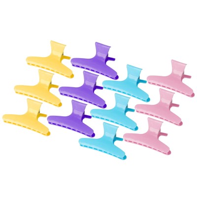 Zdjęcie produktu Klamry fryzjerskie do włosów kraby E-47 12 szt, 8,2 cm mix kolor