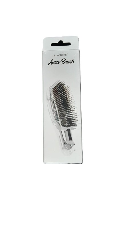Szczotka trychologiczna do włosów Aura Brush BlaCKomb srebrna