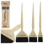 Zestaw pędzelków fryzjerskich do farbowania, koloryzacji włosów, brokatowe złote, 3 szt