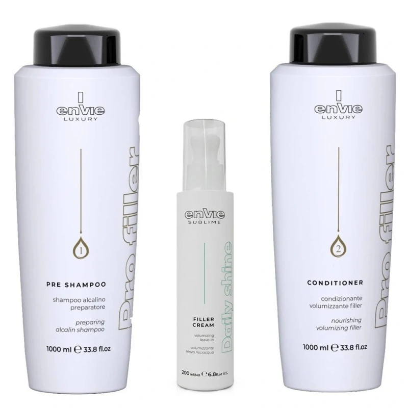 Zestaw Botoks do włosów Envie 24K, Zabieg regenerujący, szampon 1000 ml, odżywka 1000 ml, krem Filler 200ml