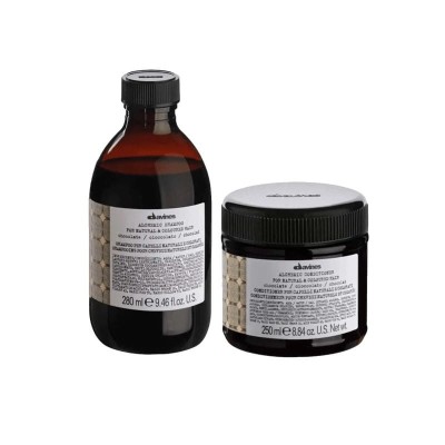 Zdjęcie produktu DAVINES ALCHEMIC Zestaw Chocolate, Szampon i odzywka do włosów ciemnobrązowych i czarnych