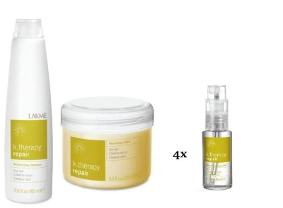Zdjęcie produktu Lakme K.Therapy Repair zestaw do włosów: Szampon regenerujący + maska + ampułki 4x8ml