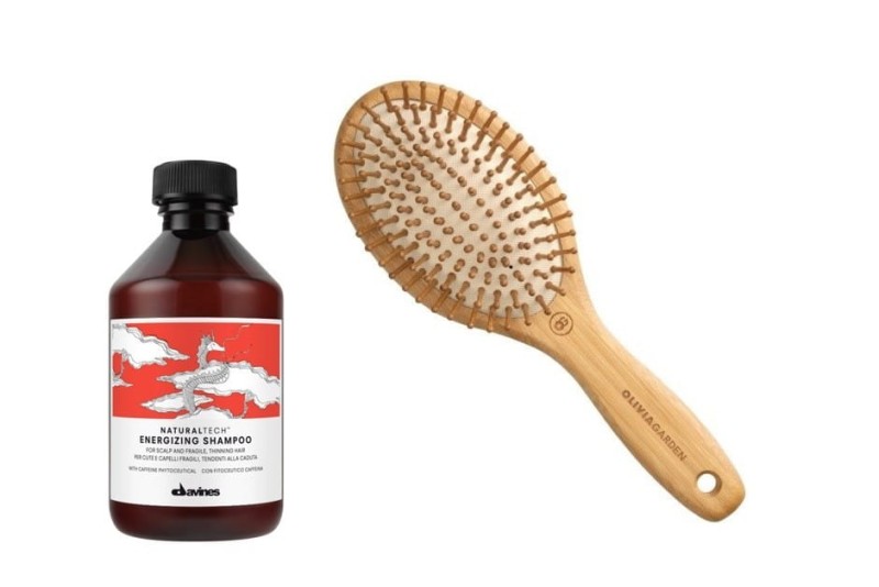 Zestaw Davines: szampon przeciw wypadaniu włosów + szczotka do masażu głowy