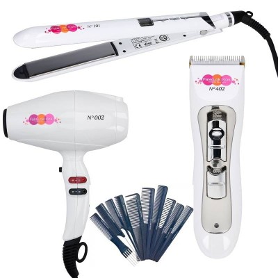 Zdjęcie produktu Fale Loki Koki zestaw urządzeń: Prostownica No 101, maszynka 402, suszarka No 002 + komplet grzebieni Fox Nano