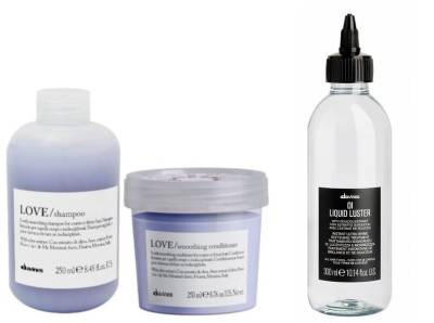 Zdjęcie produktu Davines Love Smooth, zestaw wygładzający włosy: szampon + odżywka + fluid Liquid Luster