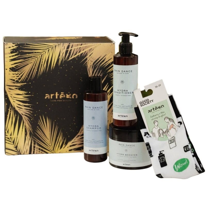 ARTEGO zestaw kosmetyków: szampon 250 ml + odżywka 250 ml + maska 250 ml + skarpetki RAIN DANCE