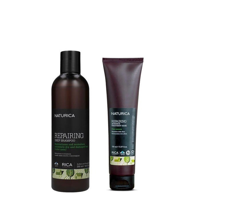 Zestaw Rica Repairing, zestaw naprawczy do włosów : szampon + maska odżywczo nawilżająca 150 ml