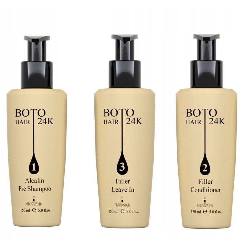Zestaw Botoks do włosów Envie 24K, Zabieg regenerujący szampon, odżywka, krem 3x150ml