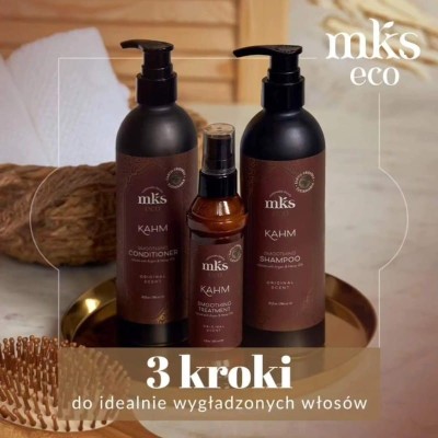 Zdjęcie produktu Zestaw wygładzający do włosów MKS Eco KAHM: Szampon 296 ml, odżywka 296 ml, mleczko 60ml