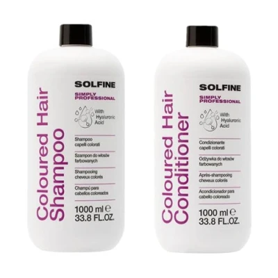 Zdjęcie produktu Solfine zestaw do włosów farbowanych: Szampon 1000 ml + Odżywka 1000 ml