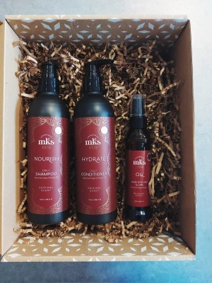 Zdjęcie produktu Zestaw kosmetyków MKS ECO Nourish: Szampon + Odżywka + Olejek do włosów