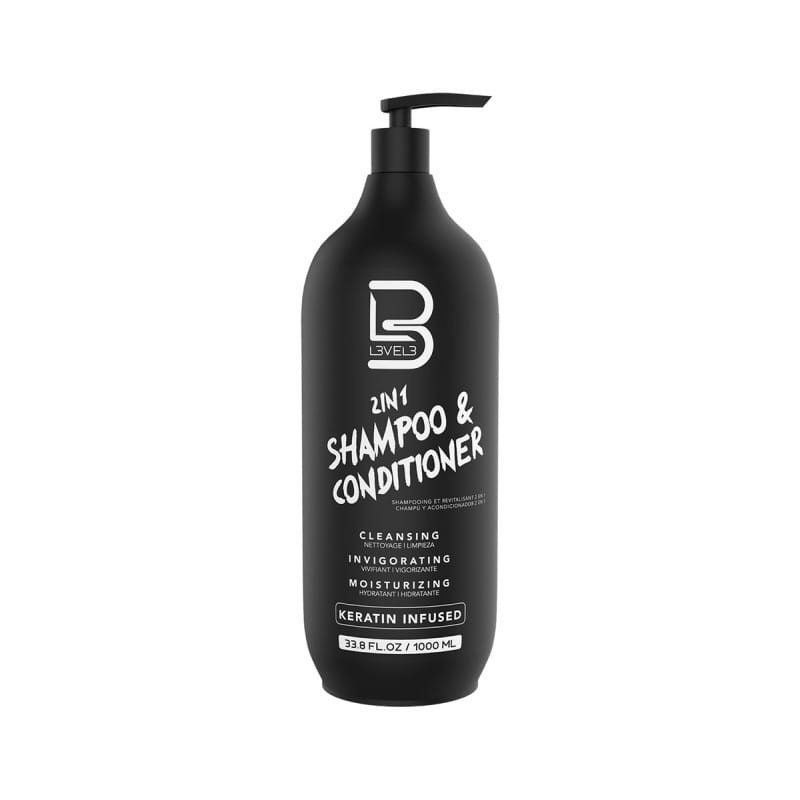 LEVEL3 Szampon i odżywka do włosów 2w1, oczyszcza i nawilża włosy, Shampoo & Conditioner 1000ml