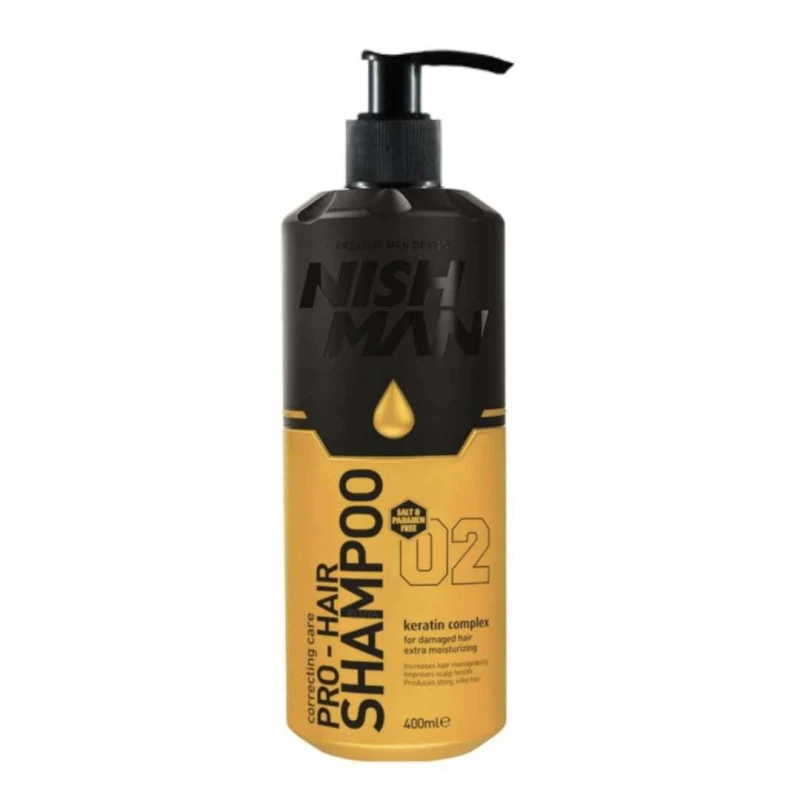 Szampon do włosów Nishman 02 Pro-Hair Shampoo, nawilżający, do włosów zniszczonych 400 ml