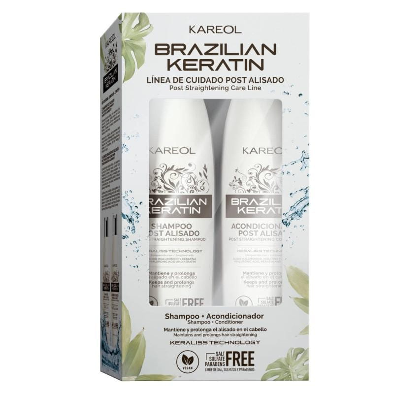 Zestaw do pielęgnacji włosów po keratynowym prostowaniu Kareol, bez SLS SLES, 2x300ml