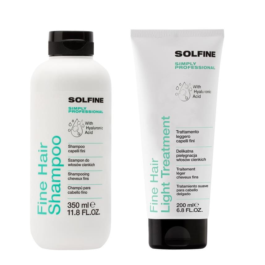 Solfine zestaw Fine: szampon 350 ml + Kuracja do włosów cienkich 200 ml