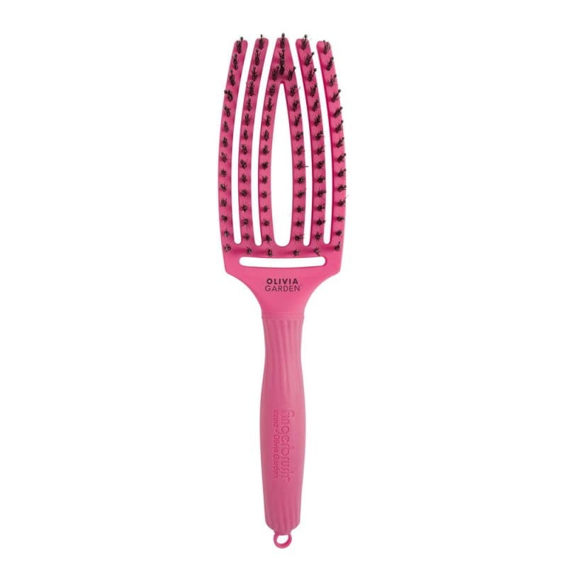 Szczotka Olivia Garden FingerBrush Combo Hot Pink, Medium, do rozczesywania włosów różowa