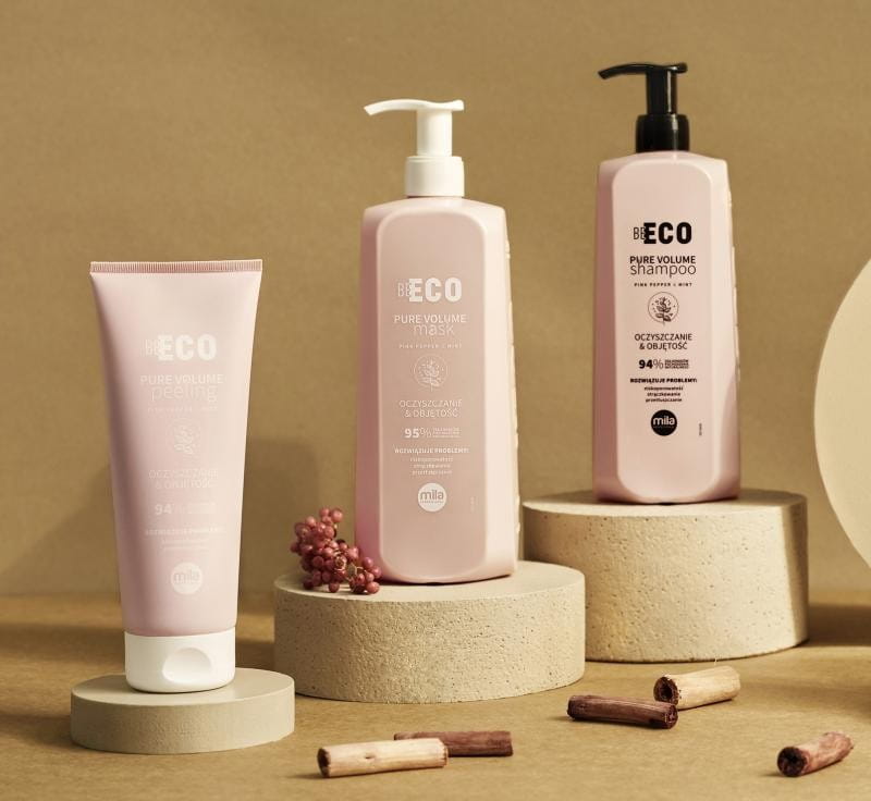 Mila Be Eco, zestaw PURE Volume: Szampon 900 ml, Maska 900 ml, Peeling 200 ml
